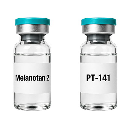 Ilustrație comparativă Melanotan 2 vs PT-141 (Vyleesi)