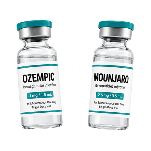 Ilustrație comparativă Semaglutidă (Ozempic) vs Tirzepatidă (Mounjaro)